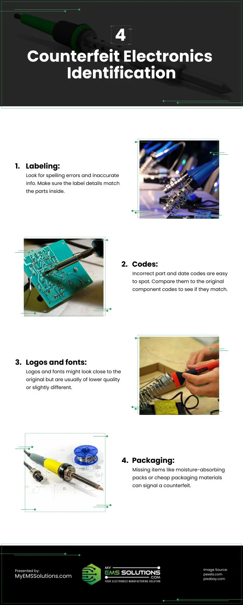 4 Counterfeit Electronics Identification Infographic