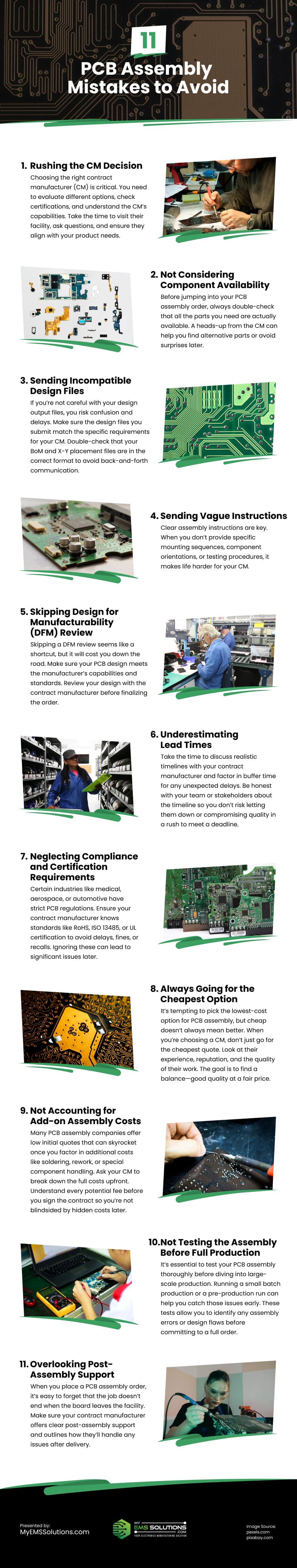 11 PCB Assembly Mistakes to Avoid Infographic 11 PCB Assembly Mistakes to Avoid Infographic