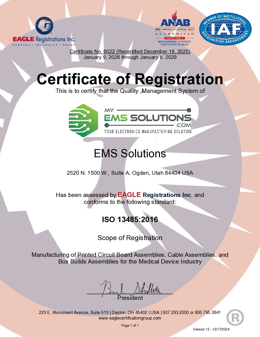 ISO 13485 EMS electronic manufacturing service